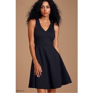 Lulus Bon Appetit Black Skater Dress in size Small